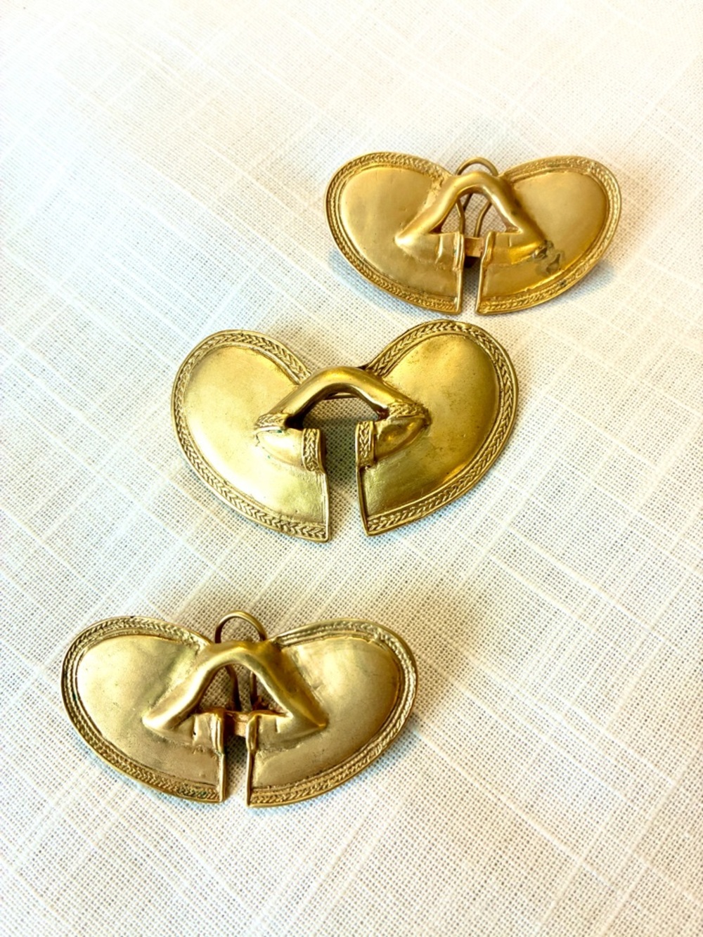 Pre-Columbian Cano 18K gold plated Brooch Pendant Earrings Set